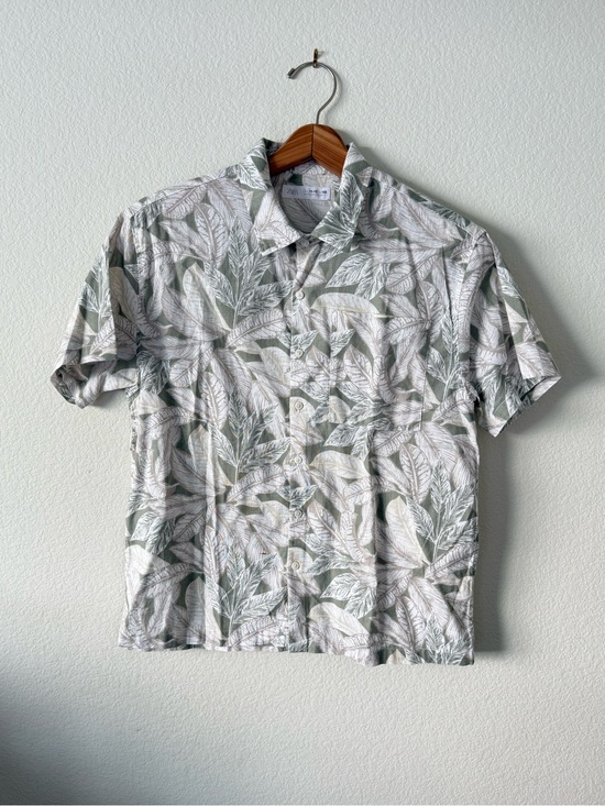 Zara Other - Zara Light Green Leaf Print Tropical Short-Sleeve Button Down Shirt, 11-12